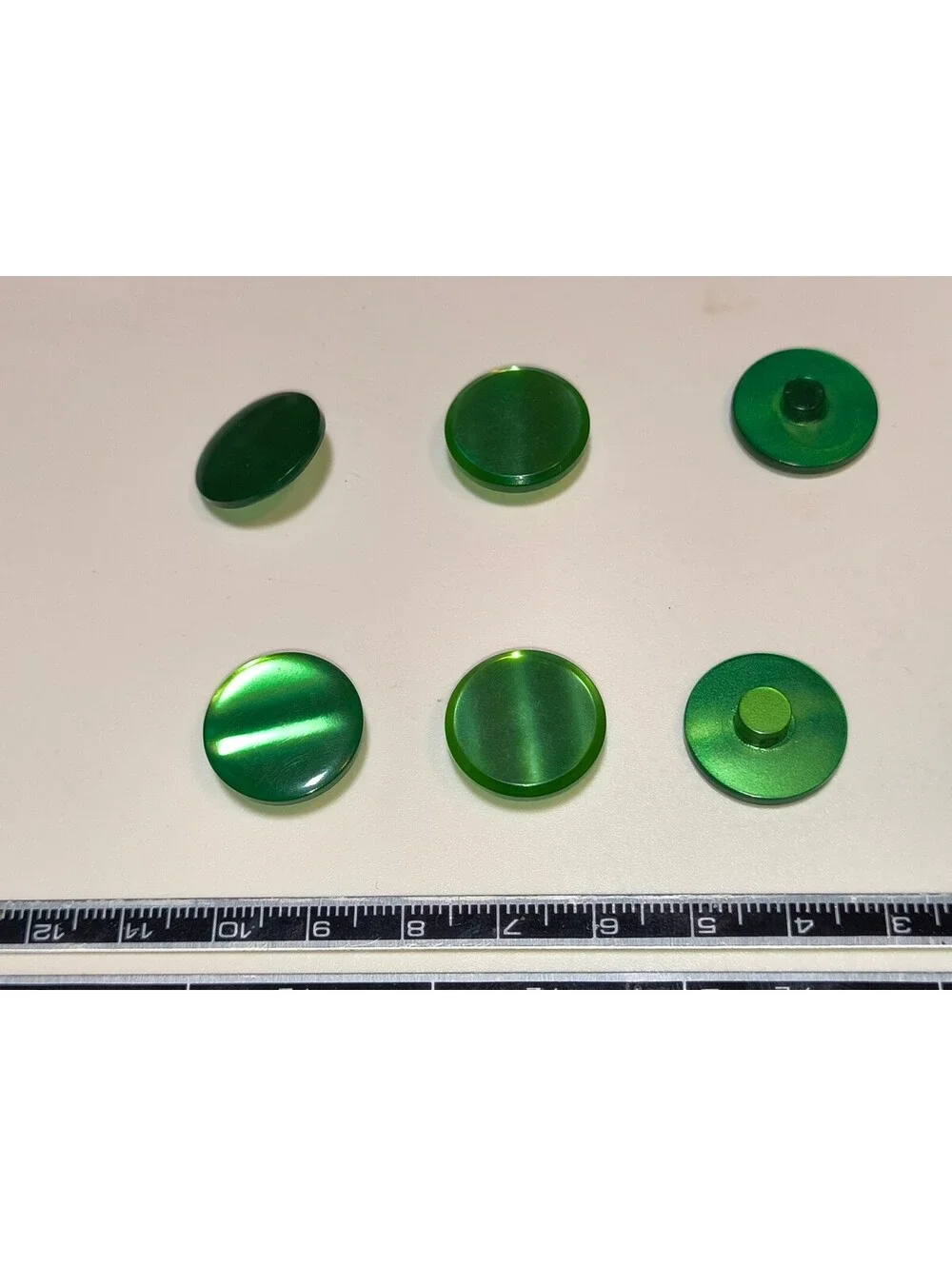 Set of 6 Vintage Green Round Plastic Buttons
